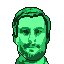 Pixel-art portrait, lit in phosphor green
